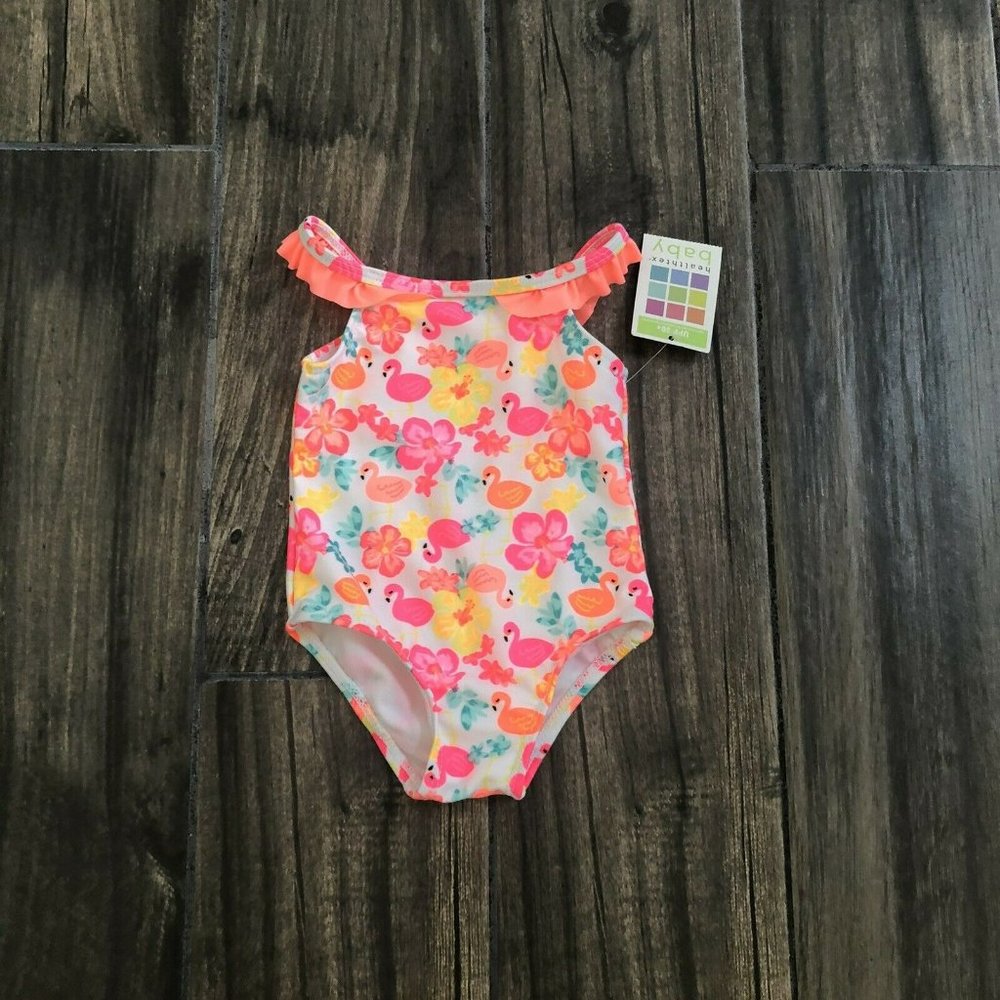 Healthtex Baby One Piece Flamingo Swimsuit UPF 50+